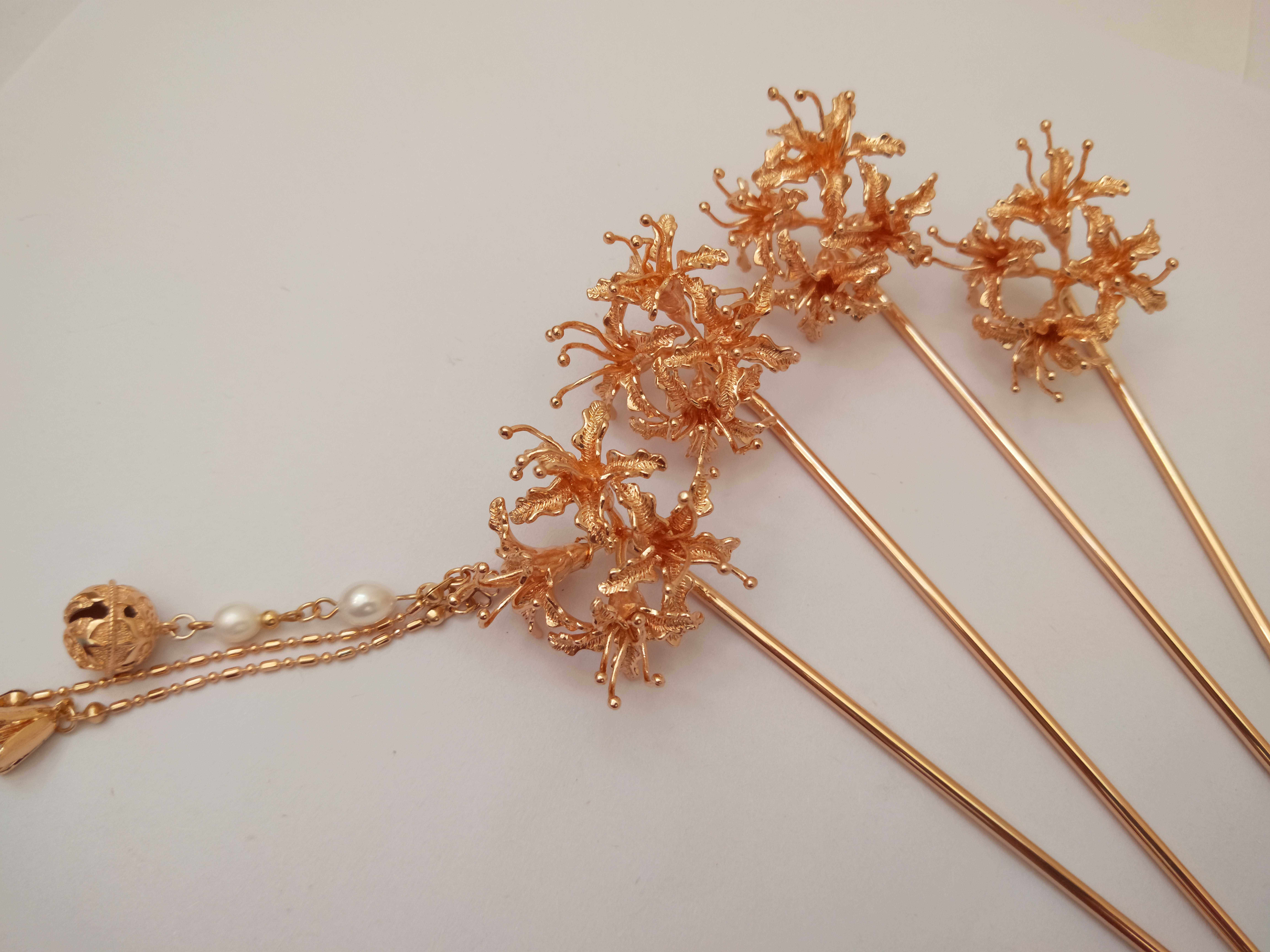 发簪汉服立体彼岸花曼珠沙华花簪旗袍盘发小花点缀发饰