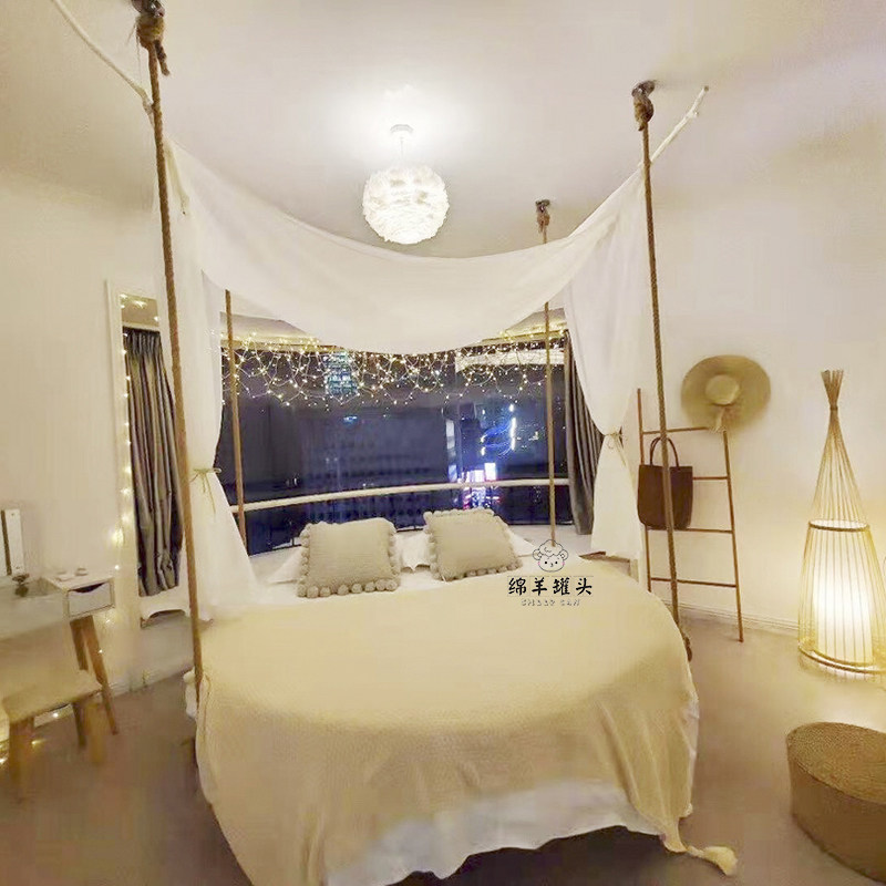 网红北欧定制民宿酒店公主室内悬挂秋千床可吊床