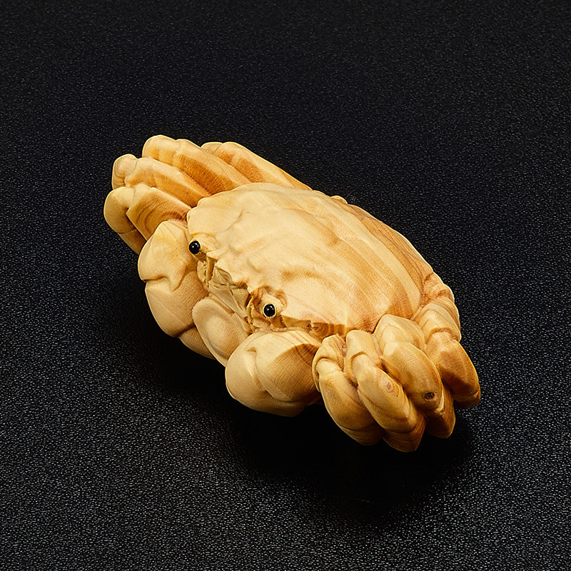 黄杨木雕螃蟹摆件小件雕刻工艺品八方来男士随身木雕