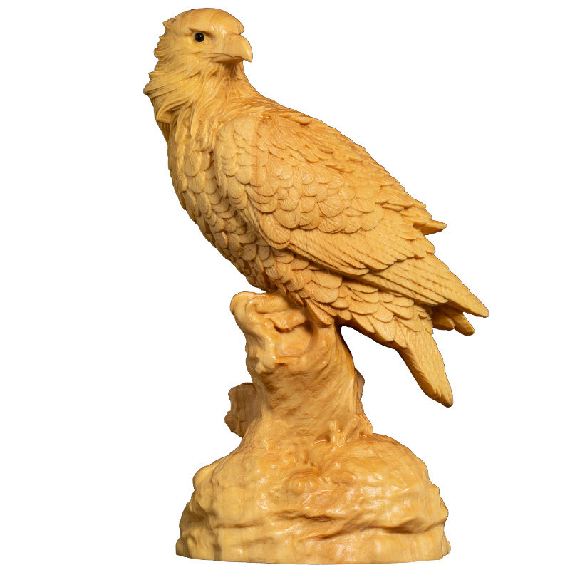 木雕工艺品雕刻摆件动物杨木老鹰黄杨木风水玄关木雕
