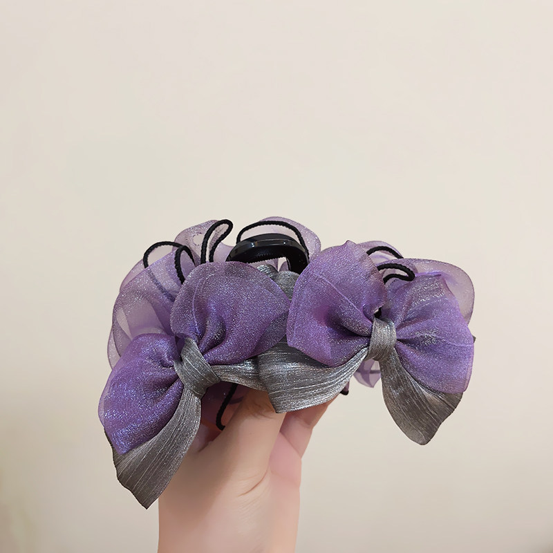 ab双面网纱蝴蝶结发夹女生后脑勺甜美气质盘发发饰