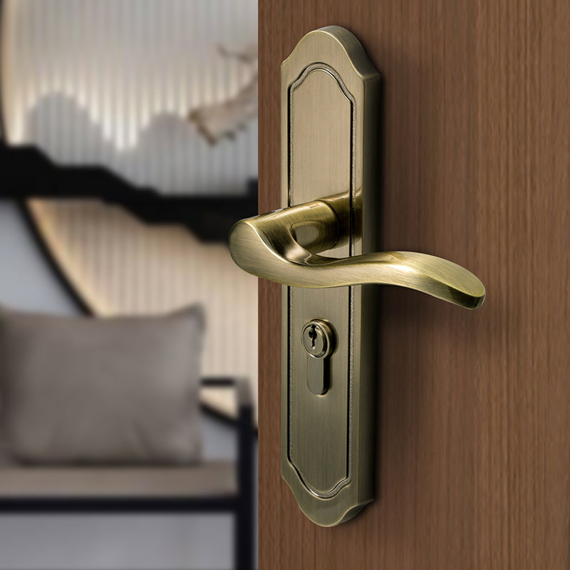 门锁名门房门古铜复古中式新中式静音把手木门机械门锁