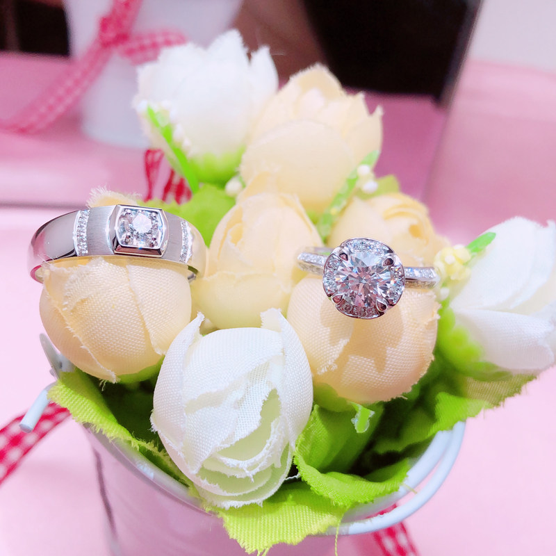 钻石pt950铂金捧花钻戒1克拉石女定制50分戒指手饰