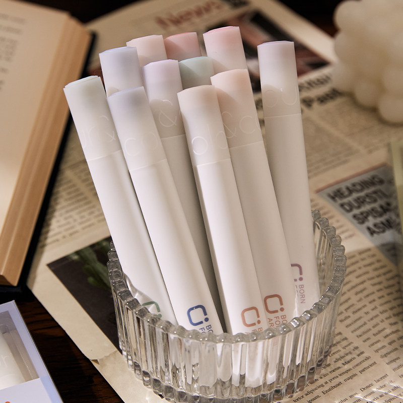 淡色护眼重点记号大容量少女莫兰兰迪彩色荧光荧光笔