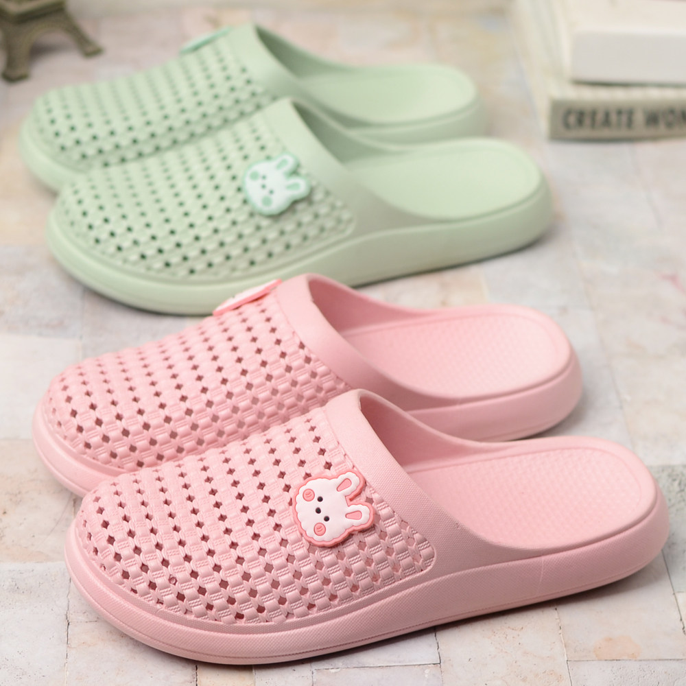 智慧足夏季新款包头女生拖鞋镂空洞洞厚底沙滩包头拖