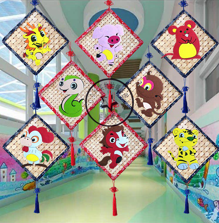 吊饰幼儿园青花瓷墙面挂饰创意diy京剧脸谱空中环创空中吊饰