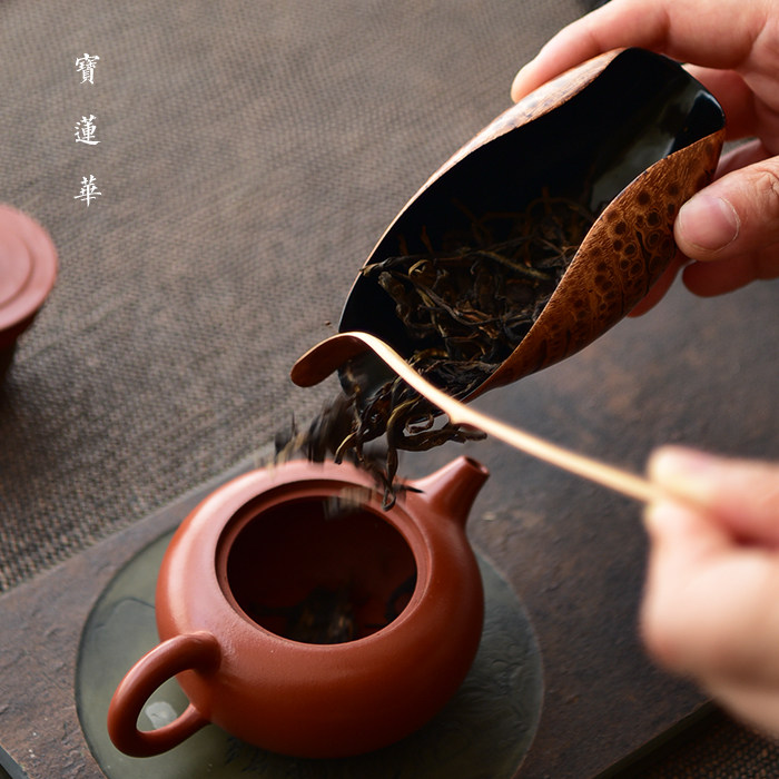 竹根特精磨老大漆茶荷手工老竹生漆竹茶茶道茶道