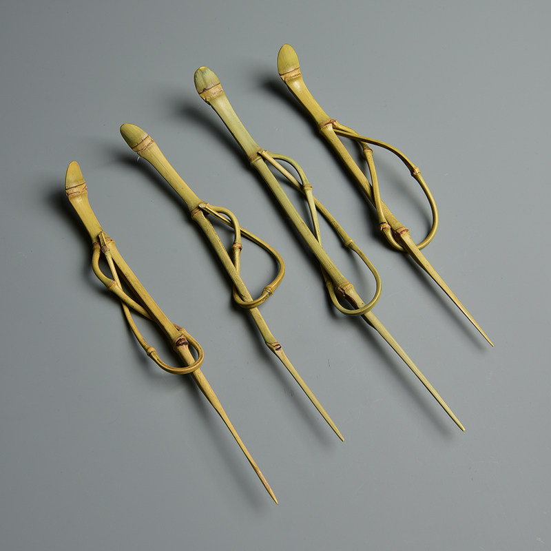 手工原生态缠竹枝竹茶拨茶针 天然竹丫茶针拨 茶勺茶扒茶道零配件