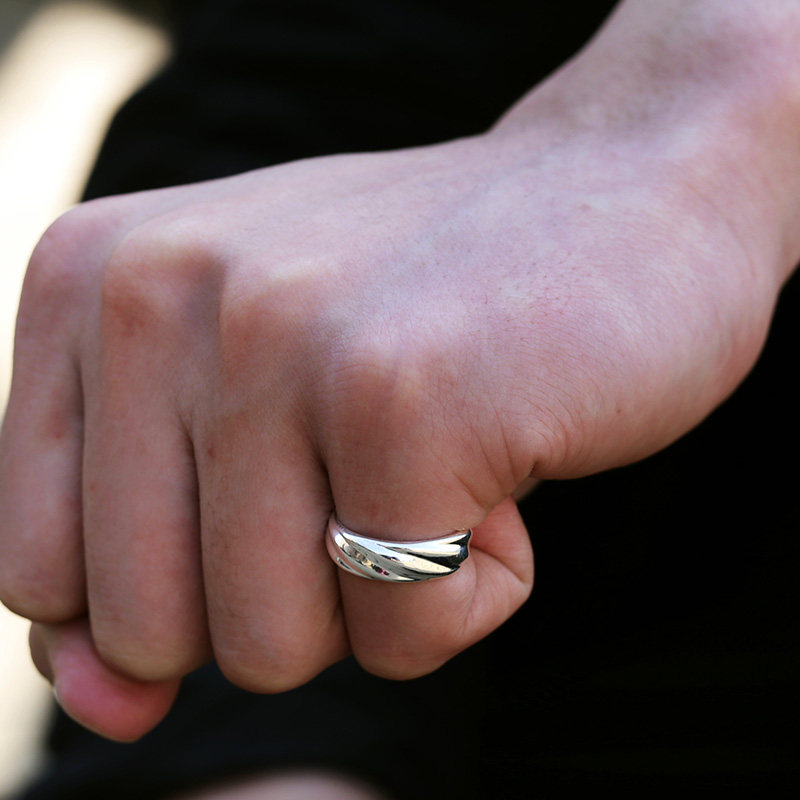 尾戒男999纯银单身男士戒指潮男食指个性小拇指贵族戒开口可调节