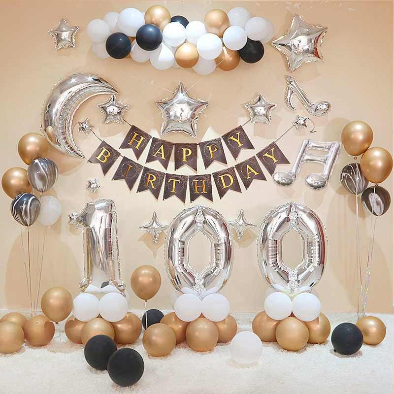 女宝宝百日宴满月100天酒店生日布置百天派对场景趴体背景墙装饰