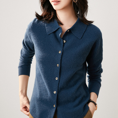 美爆了空气感轻柔!羊绒开衫女100纯羊绒针织衬衫aq210136