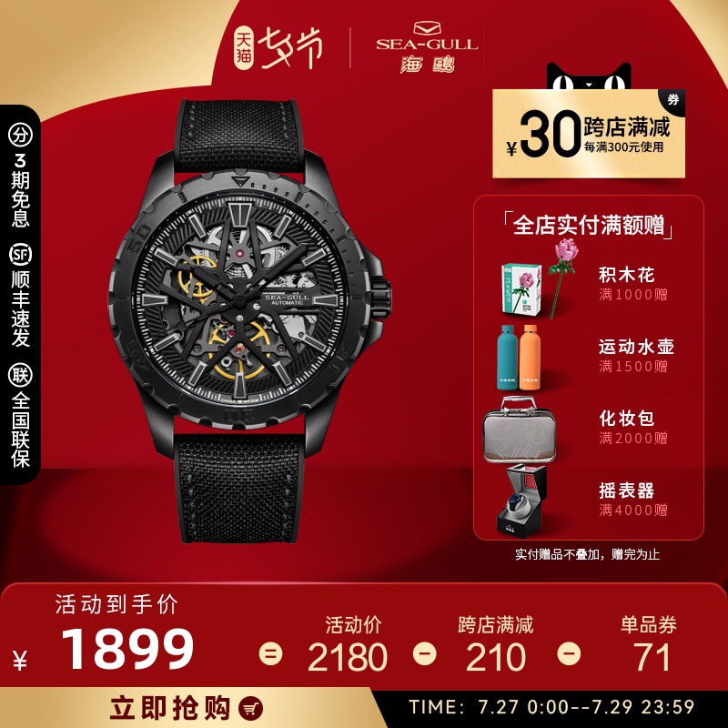Seagull海鸥RACING驰骋系列机车全镂空自动机械表6139HK