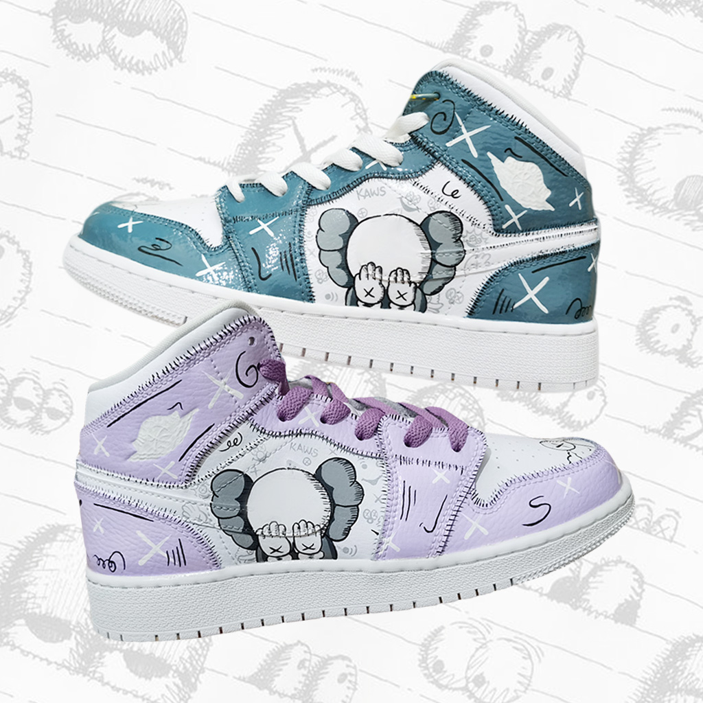 篮球鞋子定制手绘绘画diy空军一号aj1改色二次元手绘鞋