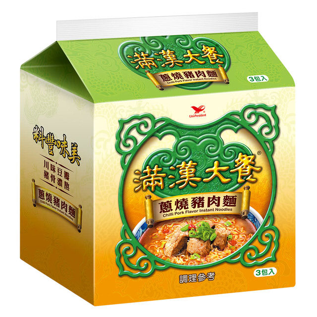 台湾统一满汉大餐满汉全席牛肉面方便面袋装整箱12包进口牛肉面