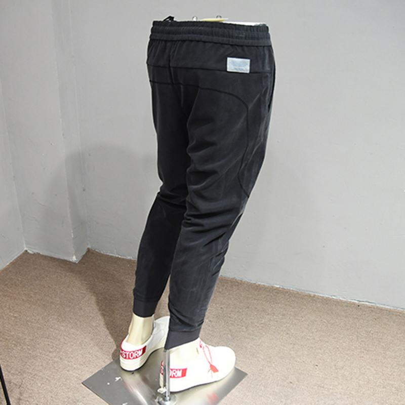 高端黑色小脚九分裤直筒休闲裤男春夏季新款修身韩版潮流束脚裤子