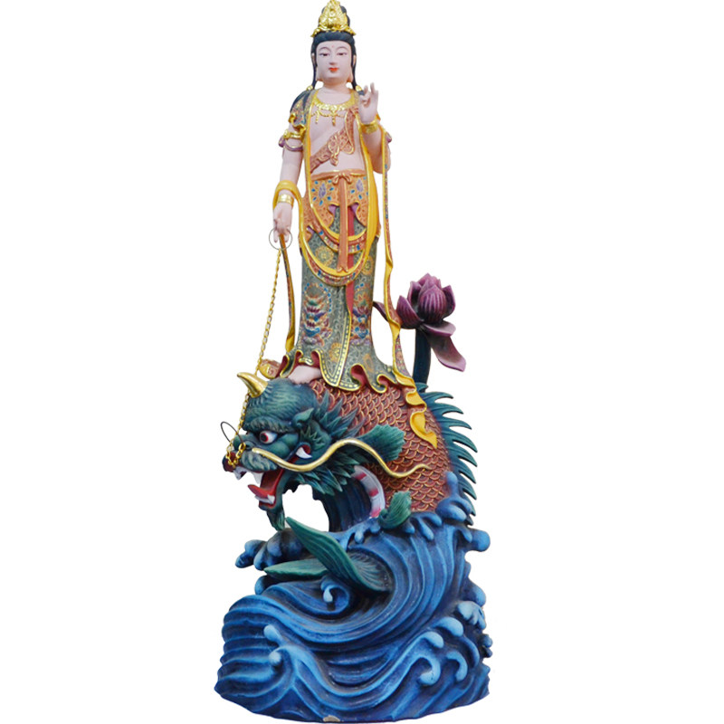 木雕鳌鱼观音佛像摆件寺庙寺院鳌鱼观世音家用木雕