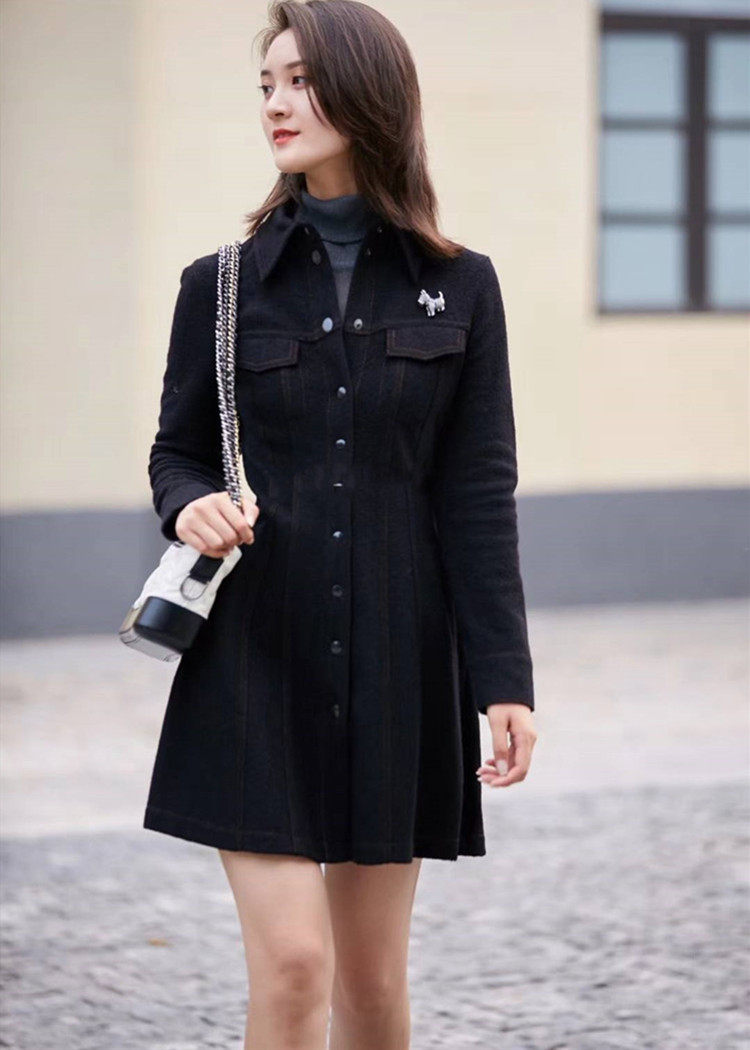 哥弟2021秋冬新款专柜魔术瘦身外套中长羊毛风衣