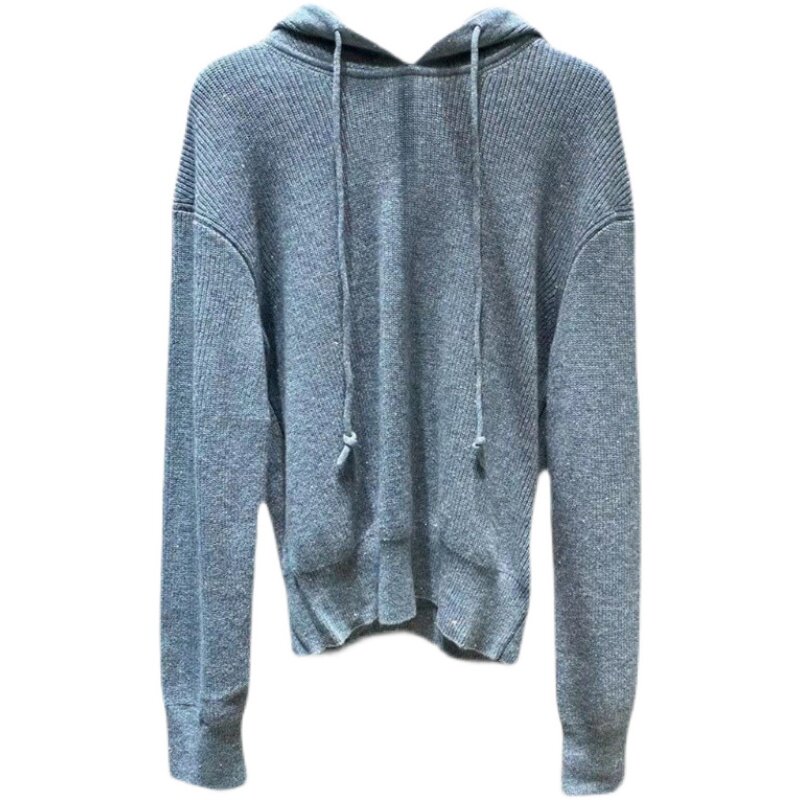 哥弟2021秋季新款休闲星空羊绒针织衫连帽套头毛针织衫