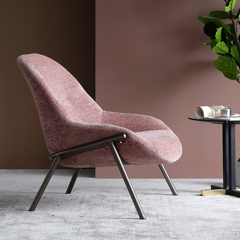 如恩粉红色ins风网网红北欧现代简约风格休闲椅沙发沙发椅