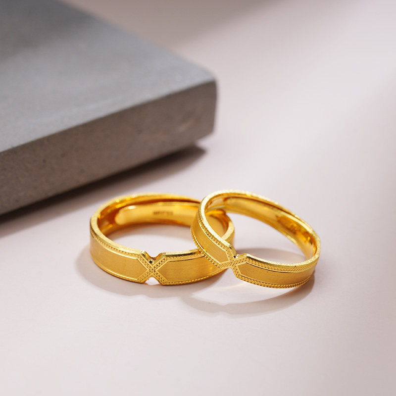 新品老庙黄金爱之交臂足金戒指男女女款可调调节手饰