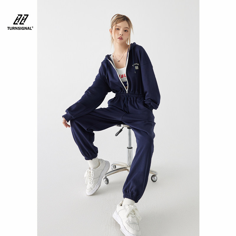 turnsignal潮牌卫衣连体裤女春秋2022年新款休闲宽松连衣连身裤