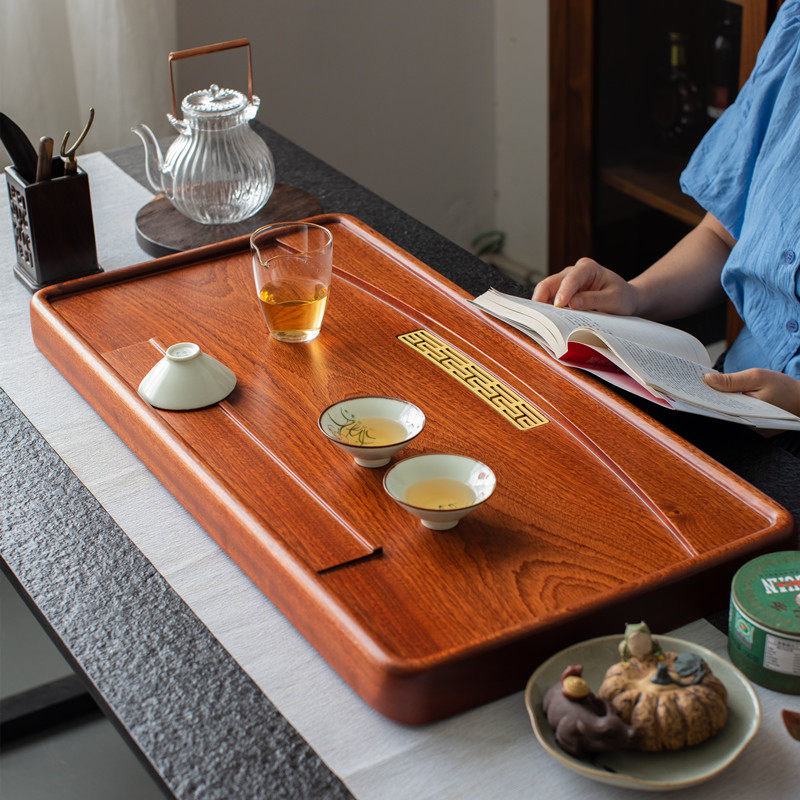花梨茶盘实木乌金石小型茶台家用茶海功夫功夫茶茶盘