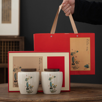 High-end Ceramic Tea Leaf Jars Packaging Box Gift Boxes Empty Box Golden eyebrow black tea Green Tea Seal Storage Tank Custom