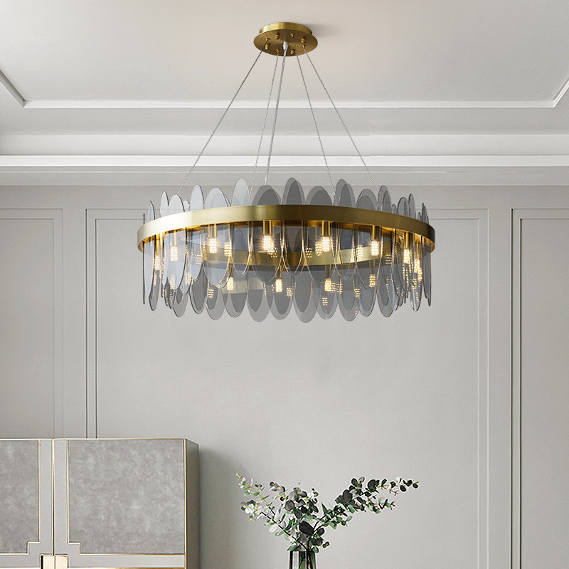 吊灯轻奢客厅现代简约卧室餐厅灯灰灰色个性艺术玻璃客厅吊灯