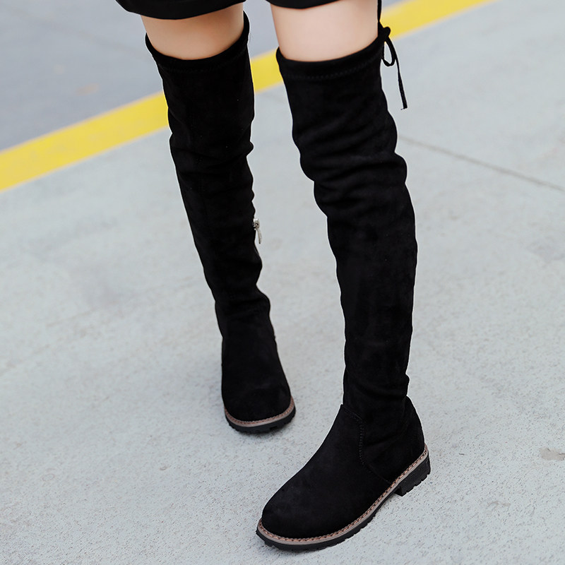 女童高筒靴子新款中大童鞋子儿童过膝靴加绒二棉秋冬保暖学生长靴