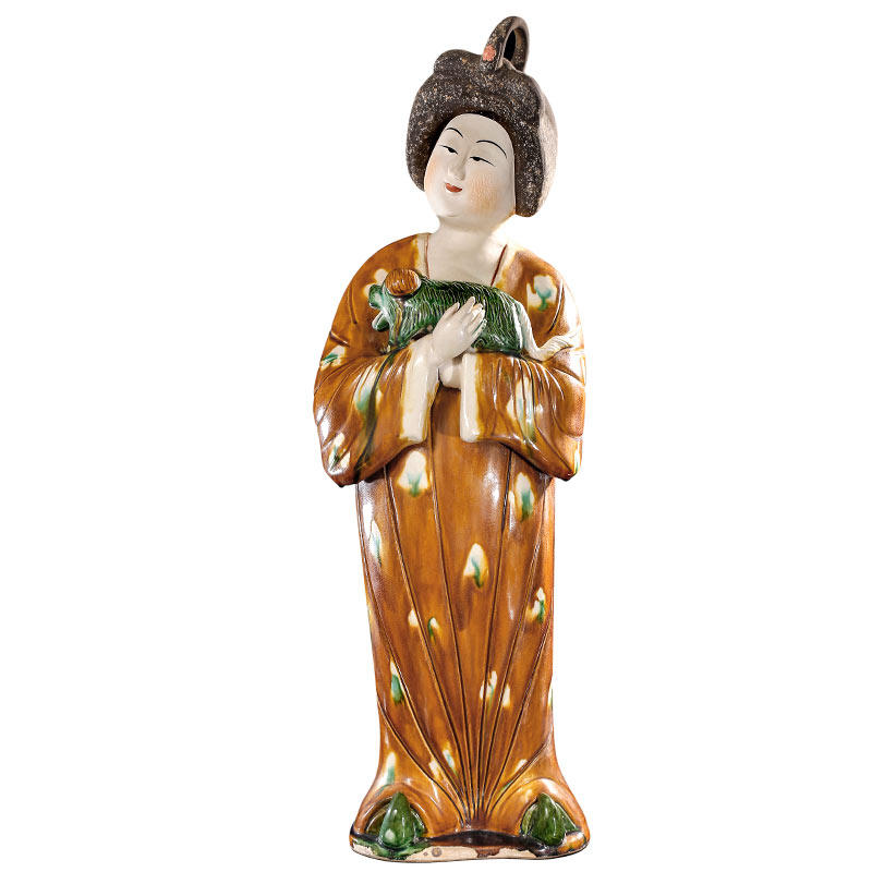 唐宝斋创意抱物装饰品玄关书房典雅摆件仕女新中式摆件