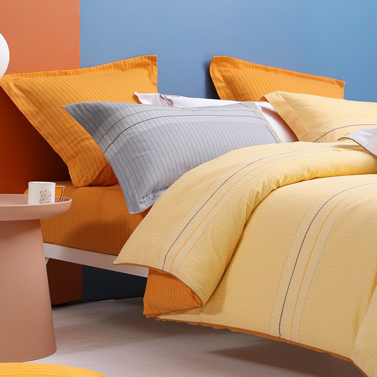 水星家纺全棉纯棉磨毛四件件套暖色色系秋冬加厚床品套件