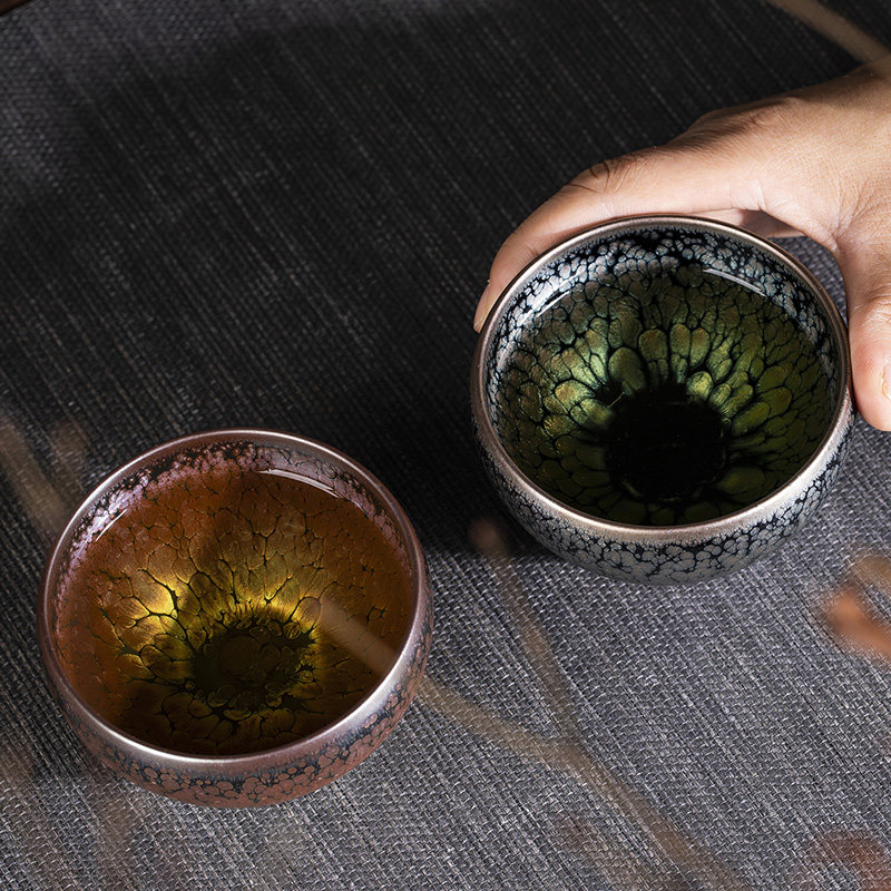 俞章紫金油滴建盏福建建阳原矿铁胎手工大号建盏