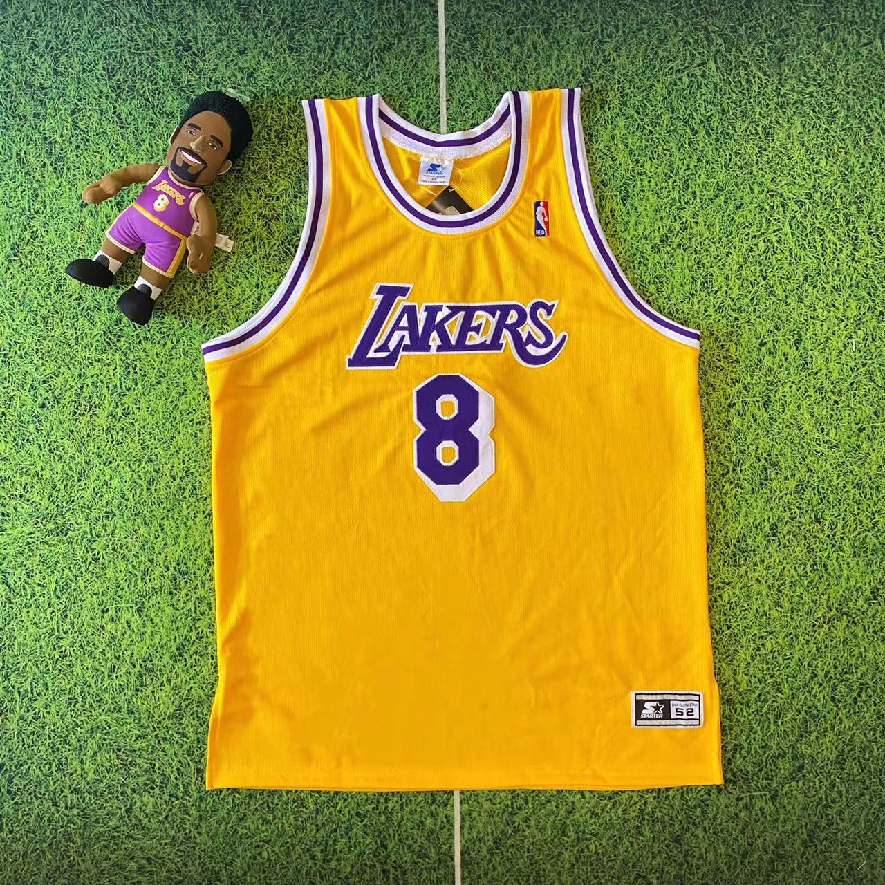 starter洛杉矶湖人bryant科比8号黄色刺绣球衣背心
