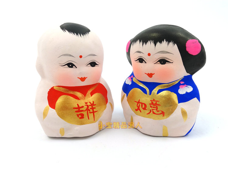 无锡特产惠山泥人吉祥如意小阿福吉祥如意阿福特色旅游纪念手工艺品