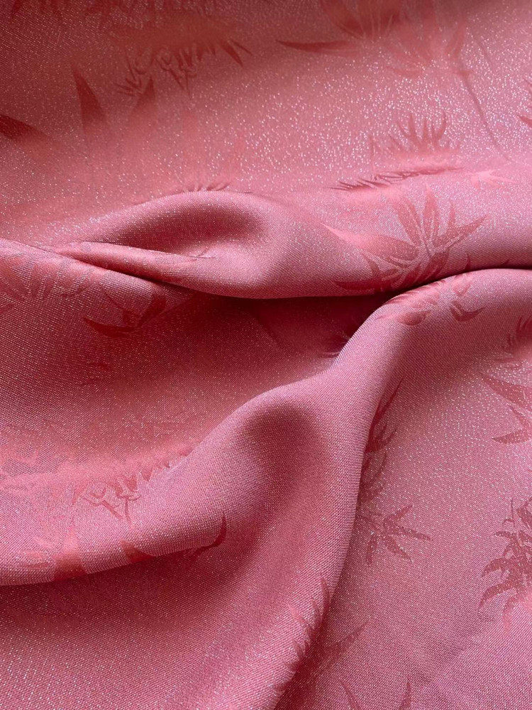 真丝织银混纺花绫竹叶提花面料真丝面料汉服旗袍海绵垫