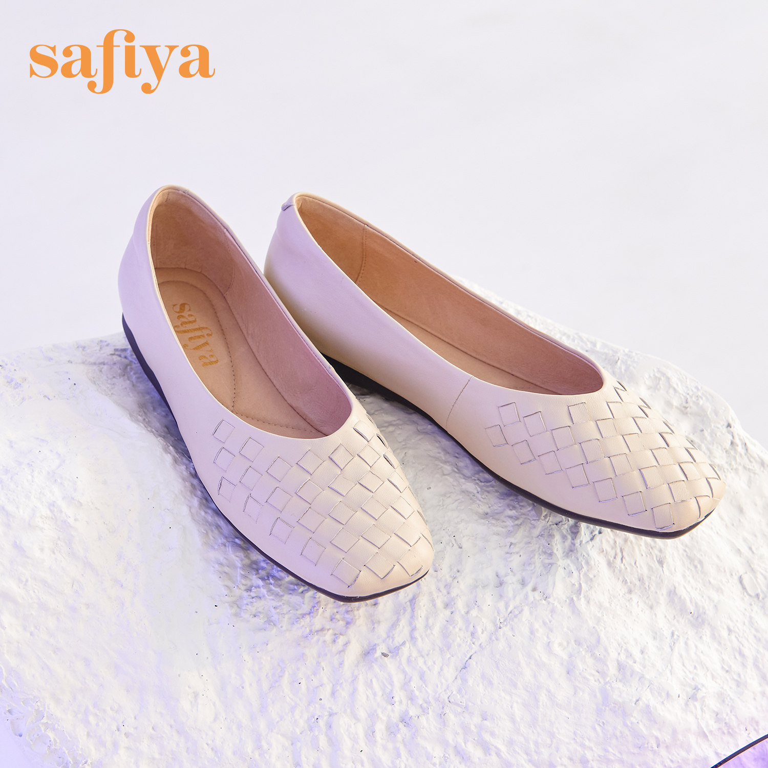 单鞋safiya索菲娅编织真皮一脚脚蹬舒适田园风气单鞋