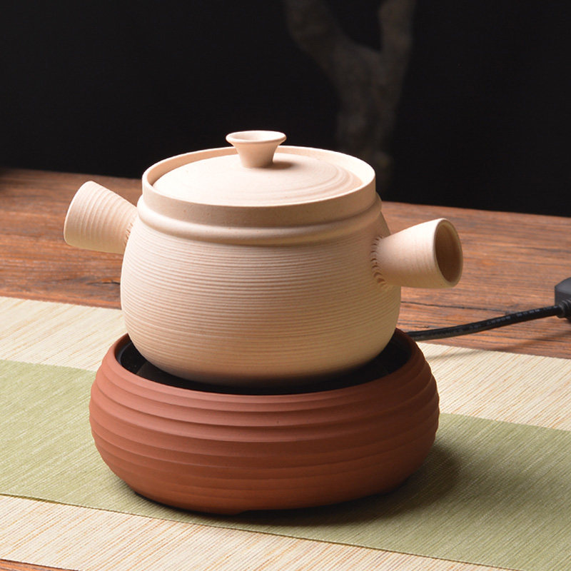 手工白泥双耳煮茶锅煮茶养生锅熬老白茶薄胎陶锅茶壶