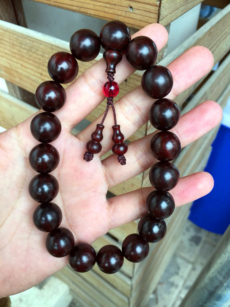 佛珠18颗手持念珠15mm老料金星印度小叶叶紫手串