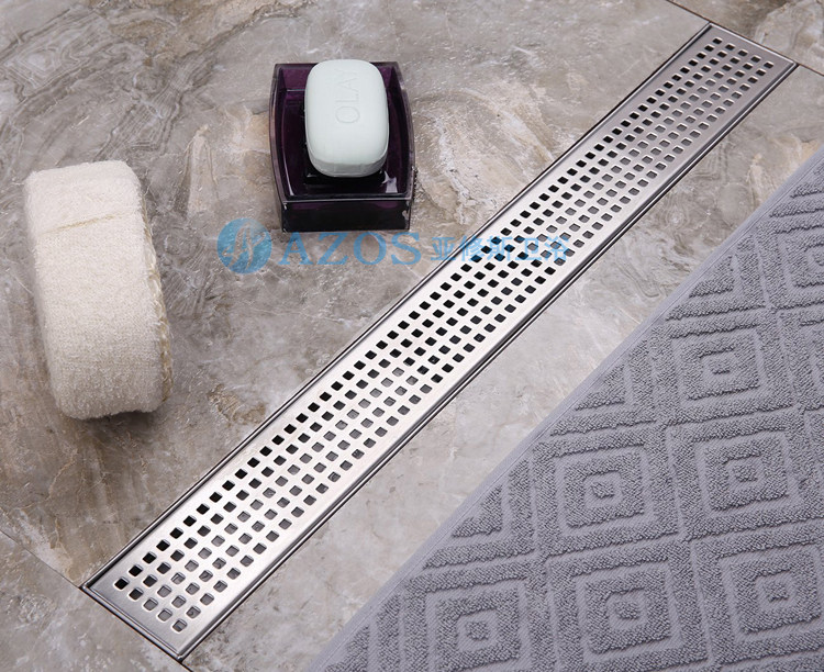 德国浴室304不锈钢长方形地漏 加长大排量卫生间淋浴房防臭长条型