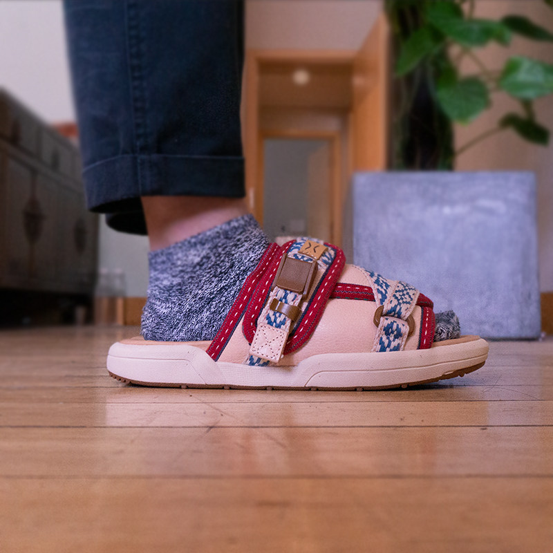 新款visvim潮牌夏季拖鞋手工真皮防臭陈冠希软木男潮面包鞋余文乐