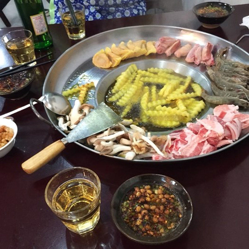 贵州大烙锅炸洋芋锅夜市罗锅平底锅家用商用熟铁电磁炉天然气通用