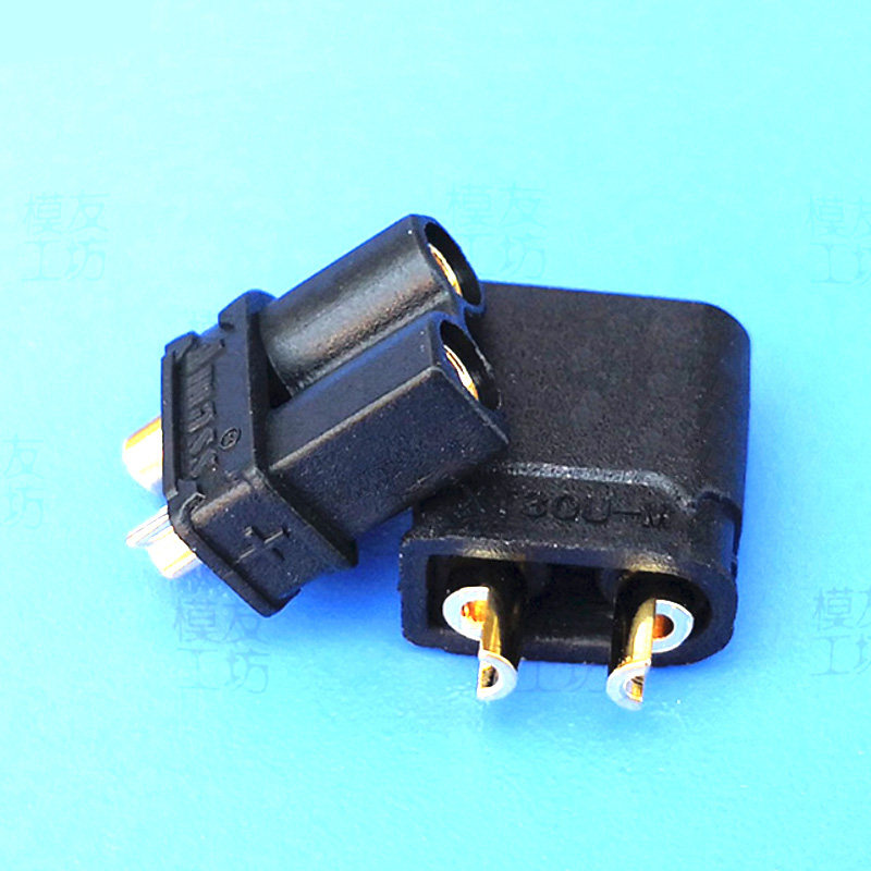 amass母头接插件镀金二孔艾迈公头xt30u黑色黄色连接器