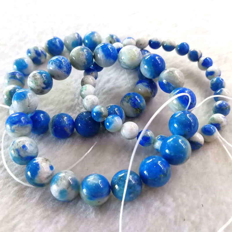 k2手串原石天然白底能量石手链蓝铜矿手链长石手链