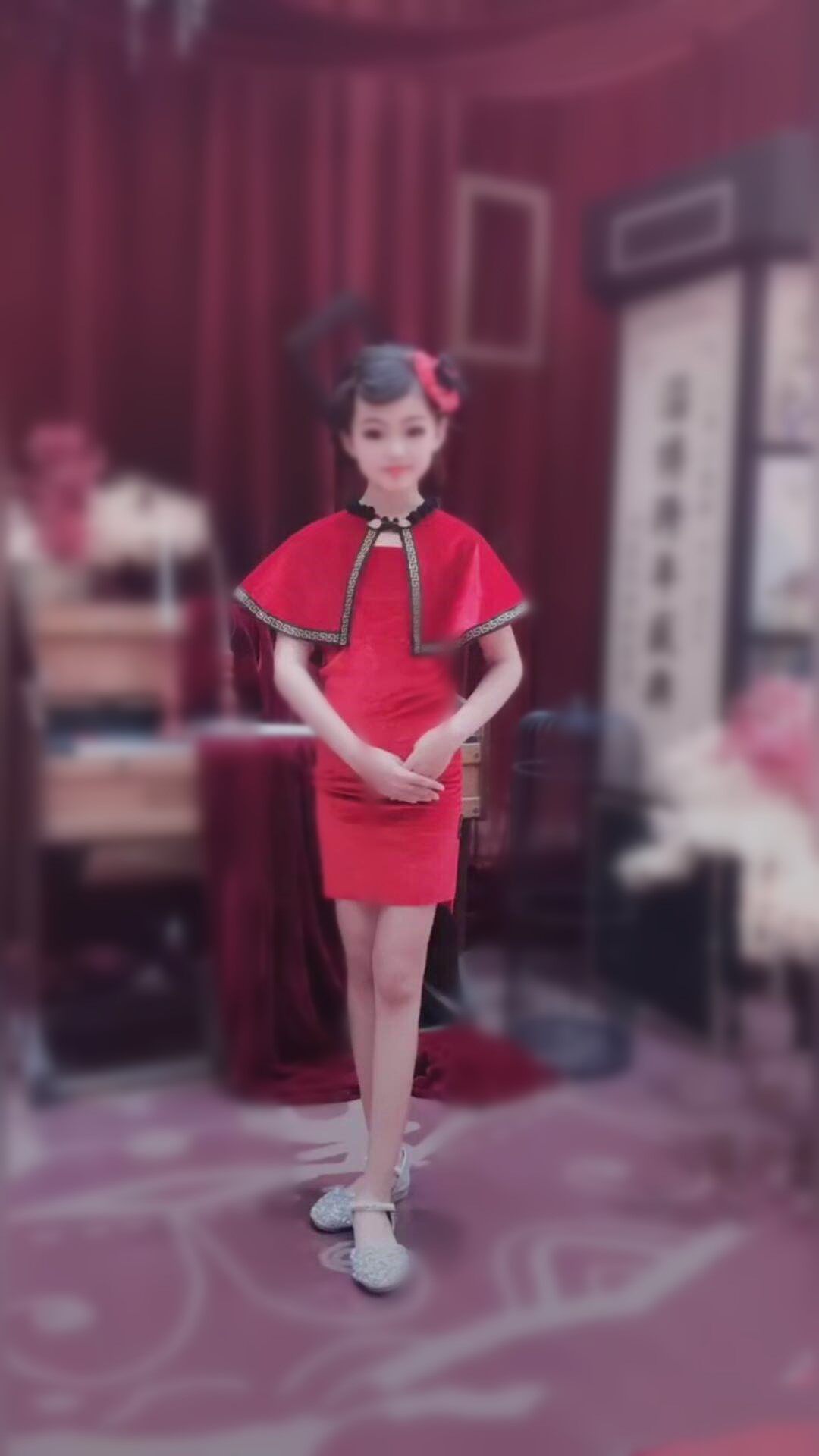 儿童旗袍女童上海滩风格走秀潮服完美美童大赛旗袍