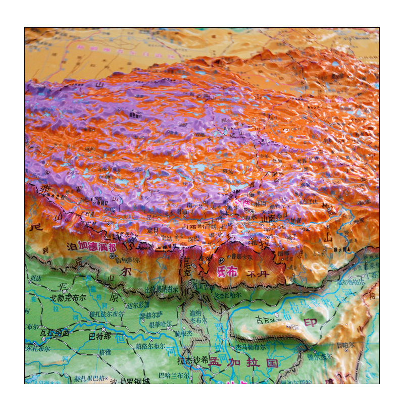 呈现真实立体3d地形 3d凹凸立体地图三维挂图 约1