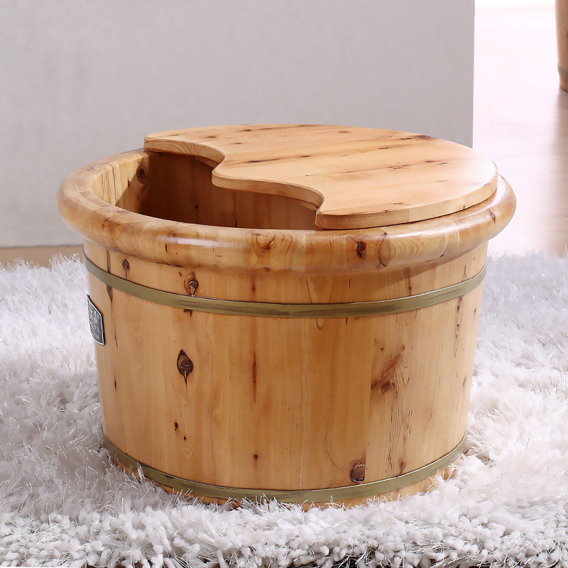 雅仕嘉木桶足浴桶木桶泡脚桶家用泡脚木桶带盖洗脚木桶木质足浴盆-图1