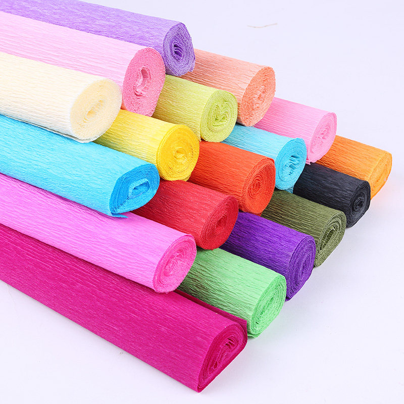 彩色手工皱纹纸手搓纸diy纸花材料玫瑰伸缩皱纹纸