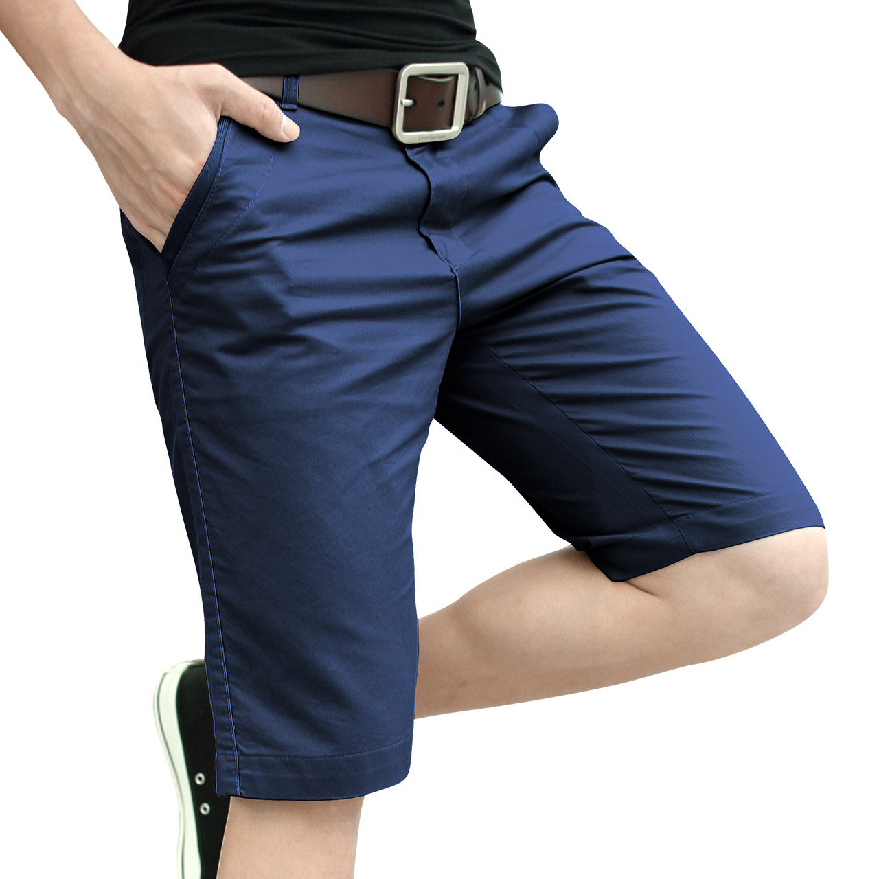 夏季裤中七分蓝色五分夏天5分宽松日系潮牌休闲裤