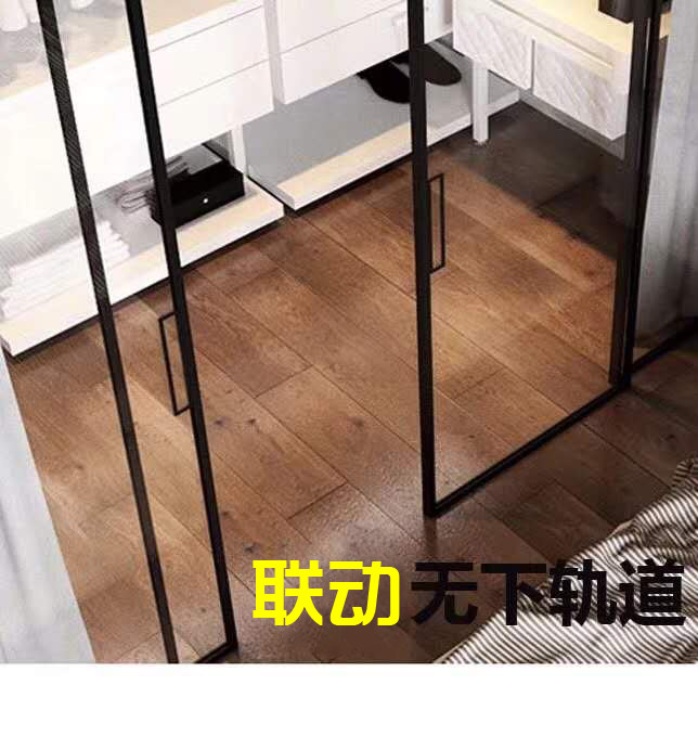 阻尼三联动轨道移门推拉门吊轮进口静音滑轮滑轨木门型材门轨道