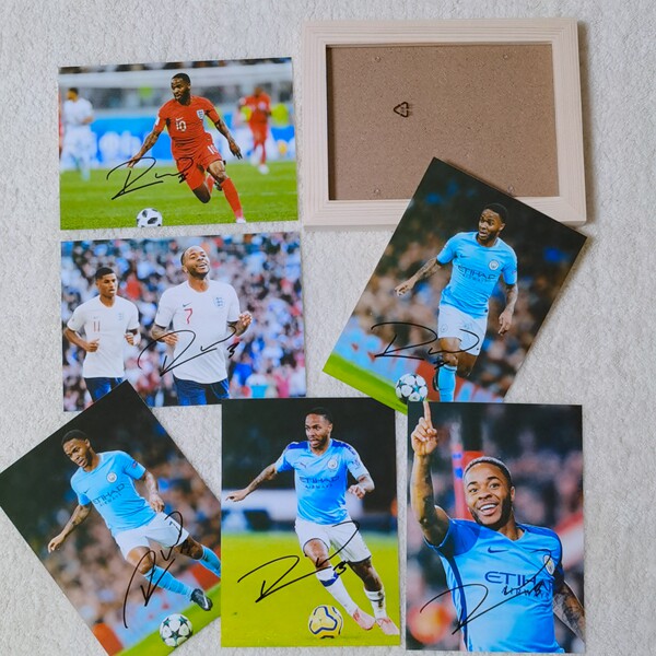 签名2021年足球明星拉希斯特林亲笔7寸照片相框文化